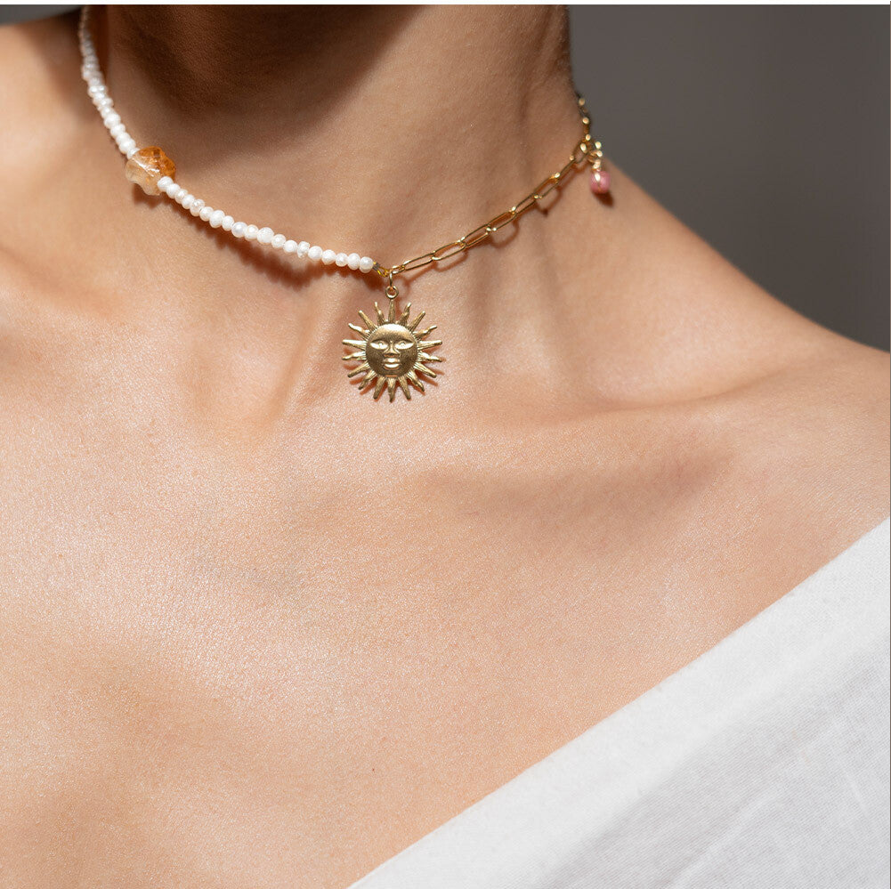 Choker media luna de perla