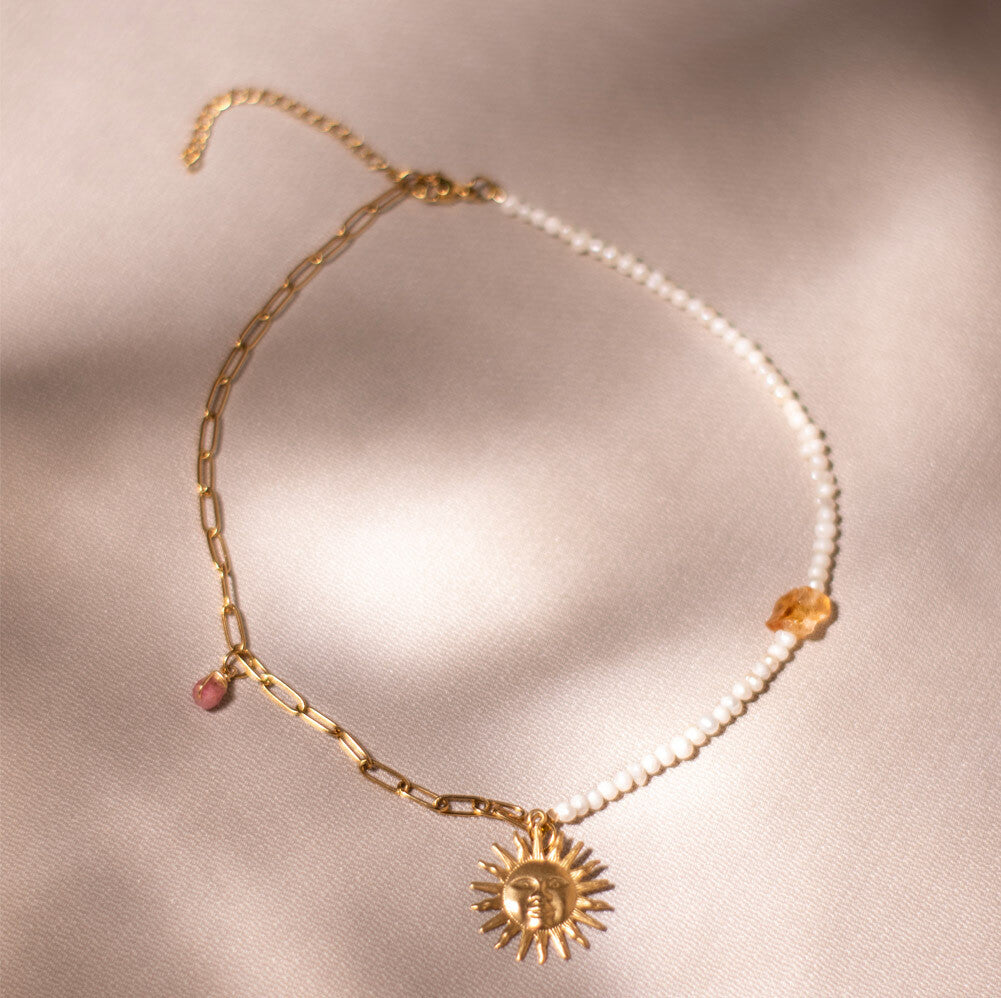 Choker media luna de perla