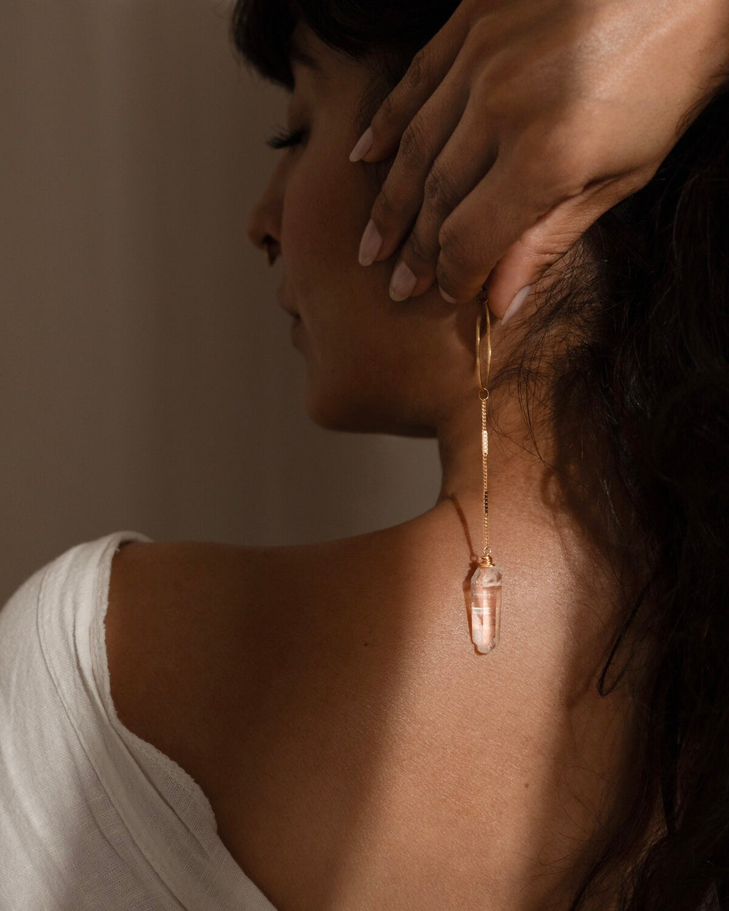 Aretes aros de punta de cristal