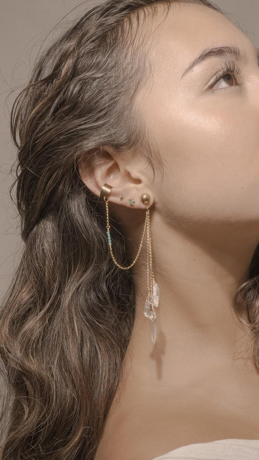 Solitario puntas de cuarzo y apatita